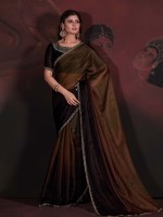 Shaded Brown Pure Satin Georgette